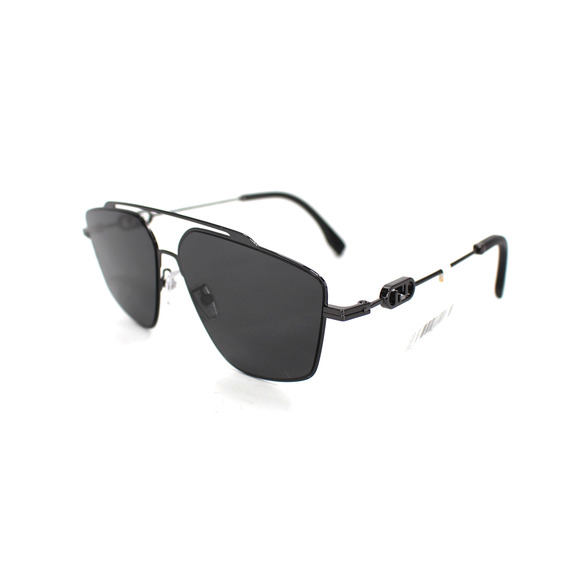 Fendi 58mm O'Lock Navigator Sunglasses NEW Black Metal Frame Dark Lens With Case - Picture 1 of 6